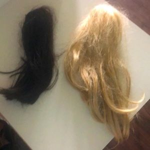 Pair of brown and blonde ponytails clip-on
